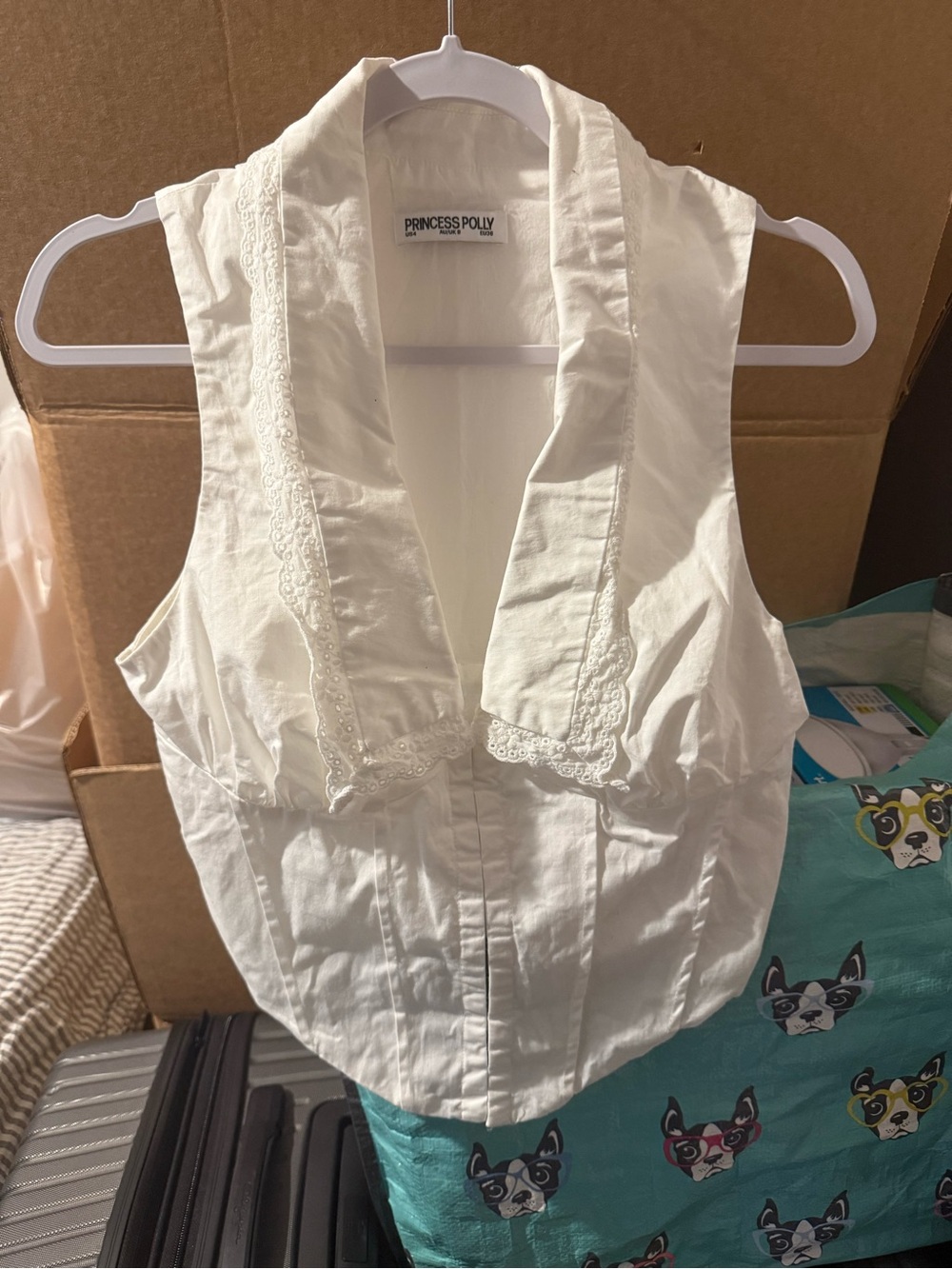 Princess Polly White Lace-Trim Camisole Blouse